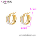 E-613 xuping fashion Boucles d&#39;oreilles créoles de haute qualité en or 24K strass en acier inoxydable simple